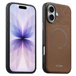 Custodia per telefono Suteni G8 con texture a triangolo magnetico e retro in ecopelle vegana., For iPhone 17 Pro Max, For iPhone 17 Pro, For iPhone 17, For iPhone 16 Pro Max, For iPhone 16 Pro, For iPhone 16, For iPhone 15 Pro Max, For iPhone 15 Pro