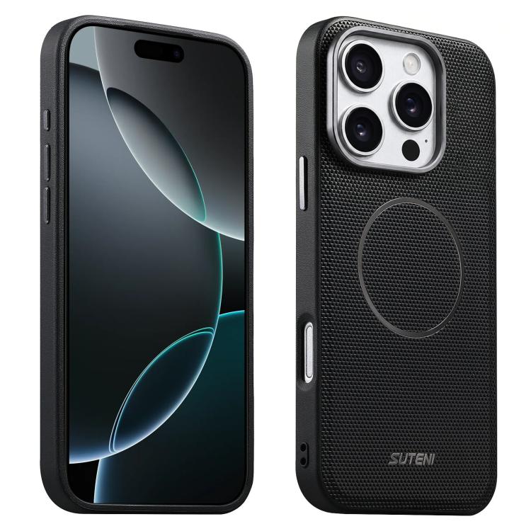 Custodia per telefono Suteni G8 con texture a triangolo magnetico e retro in ecopelle vegana., For iPhone 17 Pro Max, For iPhone 17 Pro, For iPhone 17, For iPhone 16 Pro Max, For iPhone 16 Pro, For iPhone 16, For iPhone 15 Pro Max, For iPhone 15 Pro