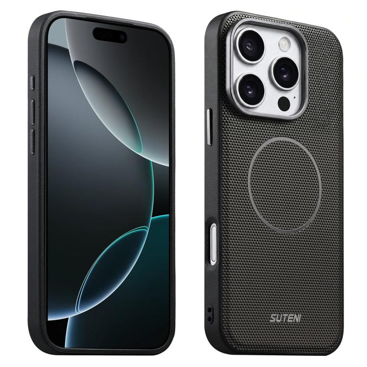 Custodia per telefono Suteni G8 con texture a triangolo magnetico e retro in ecopelle vegana., For iPhone 17 Pro Max, For iPhone 17 Pro, For iPhone 17, For iPhone 16 Pro Max, For iPhone 16 Pro, For iPhone 16, For iPhone 15 Pro Max, For iPhone 15 Pro