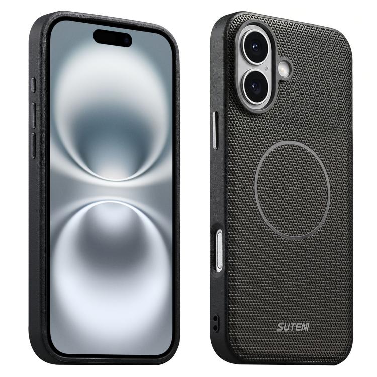 Custodia per telefono Suteni G8 con texture a triangolo magnetico e retro in ecopelle vegana., For iPhone 17 Pro Max, For iPhone 17 Pro, For iPhone 17, For iPhone 16 Pro Max, For iPhone 16 Pro, For iPhone 16, For iPhone 15 Pro Max, For iPhone 15 Pro