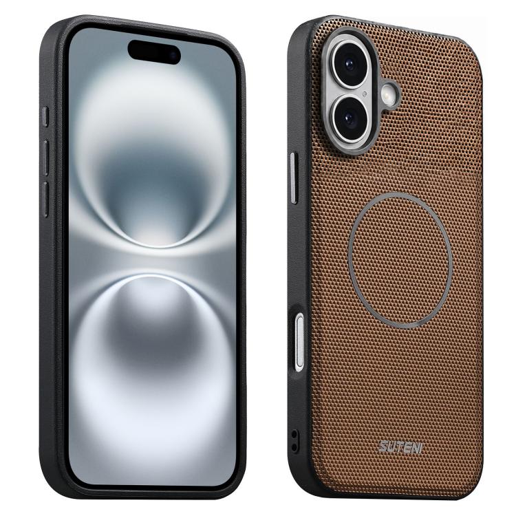 Custodia per telefono Suteni G8 con texture a triangolo magnetico e retro in ecopelle vegana., For iPhone 17 Pro Max, For iPhone 17 Pro, For iPhone 17, For iPhone 16 Pro Max, For iPhone 16 Pro, For iPhone 16, For iPhone 15 Pro Max, For iPhone 15 Pro