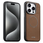 Custodia per telefono Suteni G8 con texture a triangolo magnetico e retro in ecopelle vegana., For iPhone 17 Pro Max, For iPhone 17 Pro, For iPhone 17, For iPhone 16 Pro Max, For iPhone 16 Pro, For iPhone 16, For iPhone 15 Pro Max, For iPhone 15 Pro