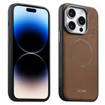 Custodia per telefono Suteni G8 con texture a triangolo magnetico e retro in ecopelle vegana., For iPhone 15, For iPhone 14 Pro, For iPhone 14 Pro Max, For iPhone 14 / 13