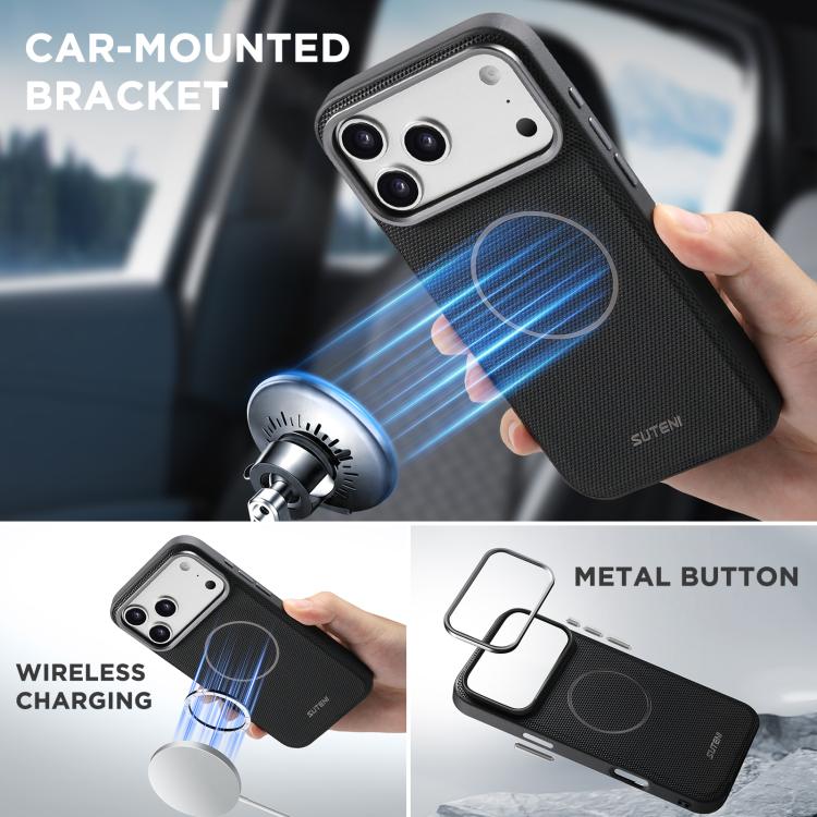 Custodia per telefono Suteni Q09 con portafoglio magnetico staccabile 2 in 1 in pelle vegana con texture triangolare., For iPhone 17 Pro Max, For iPhone 17 Pro, For iPhone 17, For iPhone 16 Pro Max, For iPhone 16 Pro, For iPhone 16, For iPhone 15 Pro M...