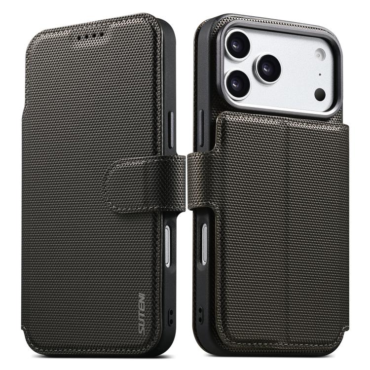 Custodia per telefono Suteni Q09 con portafoglio magnetico staccabile 2 in 1 in pelle vegana con texture triangolare., For iPhone 17 Pro Max, For iPhone 17 Pro, For iPhone 17, For iPhone 16 Pro Max, For iPhone 16 Pro, For iPhone 16, For iPhone 15 Pro M...