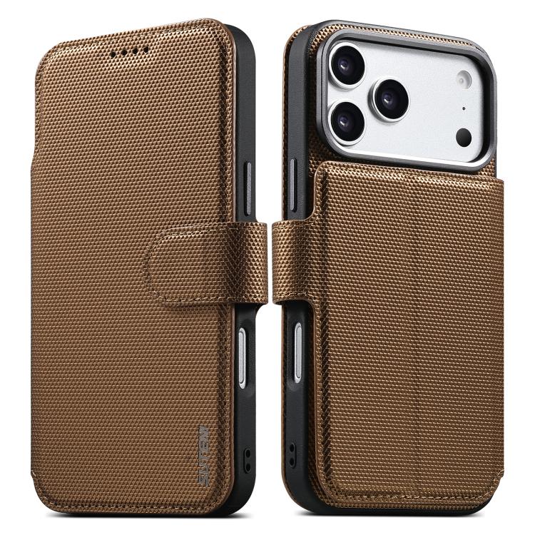 Custodia per telefono Suteni Q09 con portafoglio magnetico staccabile 2 in 1 in pelle vegana con texture triangolare., For iPhone 17 Pro Max, For iPhone 17 Pro, For iPhone 17, For iPhone 16 Pro Max, For iPhone 16 Pro, For iPhone 16, For iPhone 15 Pro M...