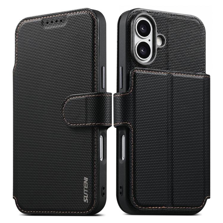 Custodia per telefono Suteni Q09 con portafoglio magnetico staccabile 2 in 1 in pelle vegana con texture triangolare., For iPhone 17 Pro Max, For iPhone 17 Pro, For iPhone 17, For iPhone 16 Pro Max, For iPhone 16 Pro, For iPhone 16, For iPhone 15 Pro M...