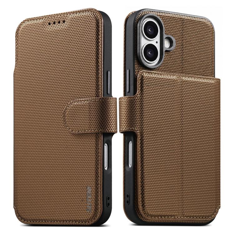 Custodia per telefono Suteni Q09 con portafoglio magnetico staccabile 2 in 1 in pelle vegana con texture triangolare., For iPhone 17 Pro Max, For iPhone 17 Pro, For iPhone 17, For iPhone 16 Pro Max, For iPhone 16 Pro, For iPhone 16, For iPhone 15 Pro M...