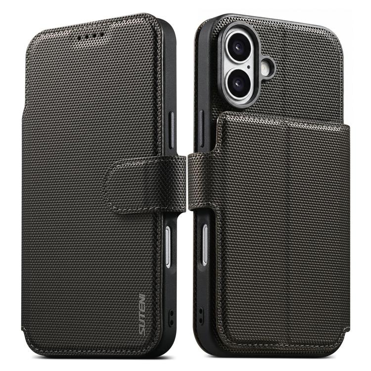 Custodia per telefono Suteni Q09 con portafoglio magnetico staccabile 2 in 1 in pelle vegana con texture triangolare., For iPhone 17 Pro Max, For iPhone 17 Pro, For iPhone 17, For iPhone 16 Pro Max, For iPhone 16 Pro, For iPhone 16, For iPhone 15 Pro M...