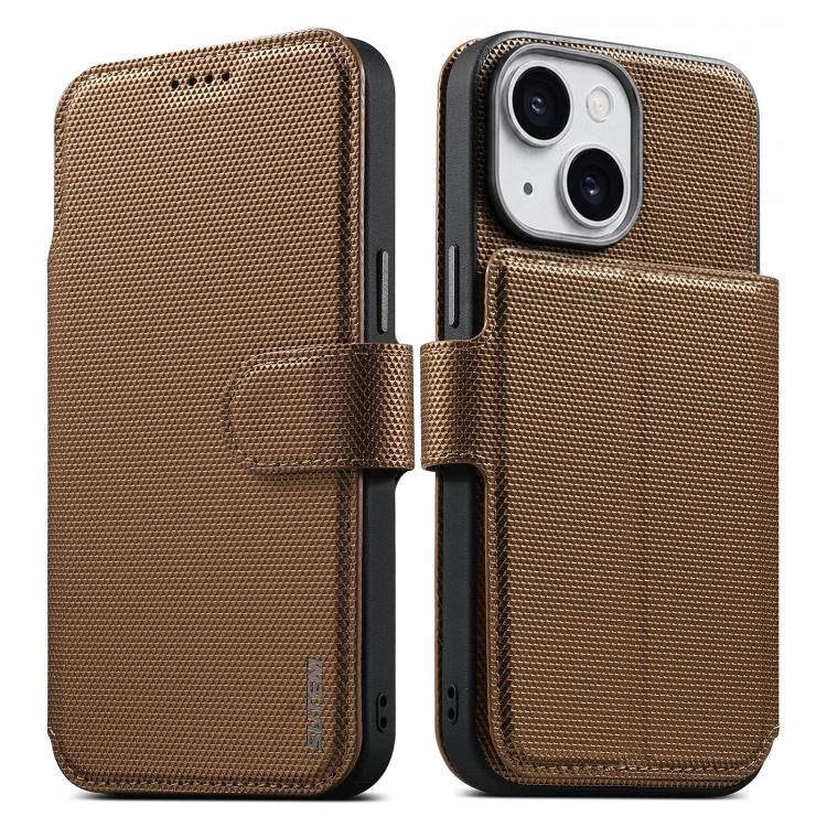 Custodia per telefono Suteni Q09 con portafoglio magnetico staccabile 2 in 1 in pelle vegana con texture triangolare., For iPhone 15, For iPhone 14 Pro, For iPhone 14 Pro Max, For iPhone 14 / 13