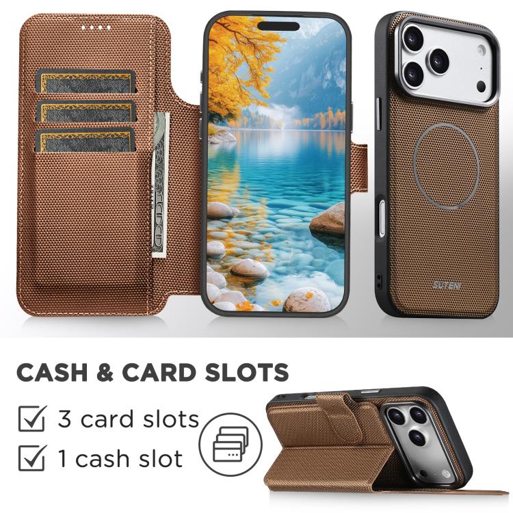 Custodia per telefono Suteni Q09 con portafoglio magnetico staccabile 2 in 1 in pelle vegana con texture triangolare., For iPhone 15, For iPhone 14 Pro, For iPhone 14 Pro Max, For iPhone 14 / 13