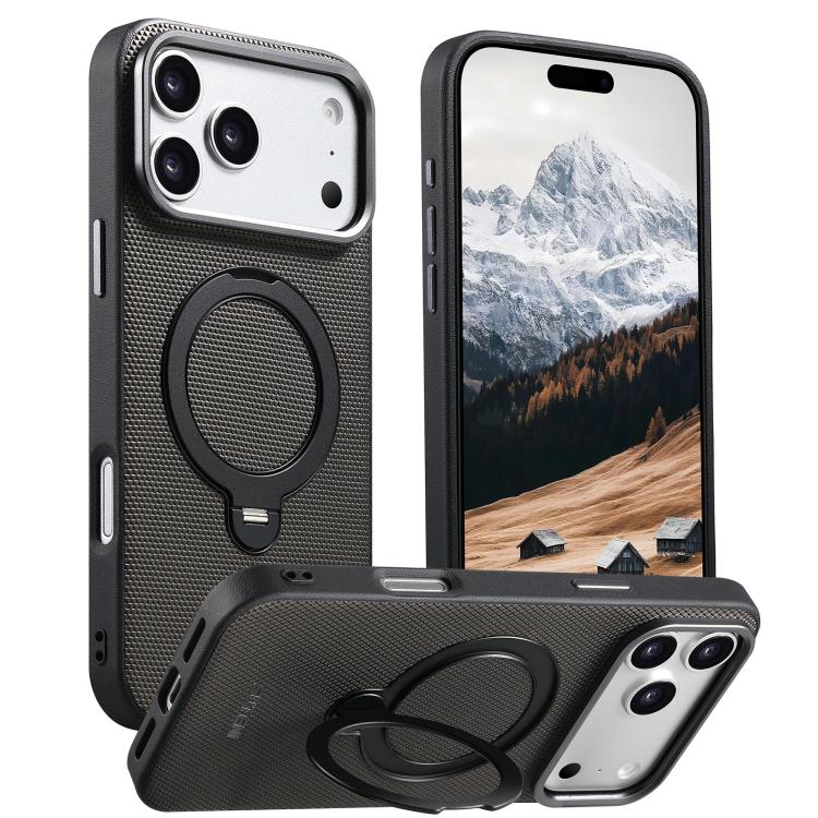 Custodia per telefono Suteni G7 con supporto magnetico a rotazione a 360° e retro in similpelle vegana con texture triangolare., For iPhone 17 Pro Max, For iPhone 17 Pro, For iPhone 17, For iPhone 16 Pro Max, For iPhone 16 Pro, For iPhone 16           ...