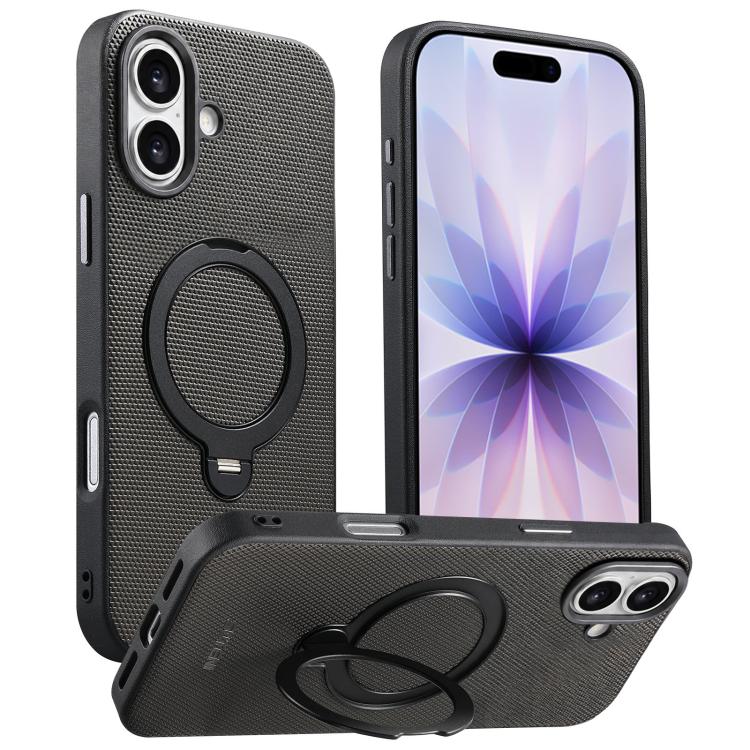Custodia per telefono Suteni G7 con supporto magnetico a rotazione a 360° e retro in similpelle vegana con texture triangolare., For iPhone 17 Pro Max, For iPhone 17 Pro, For iPhone 17, For iPhone 16 Pro Max, For iPhone 16 Pro, For iPhone 16           ...