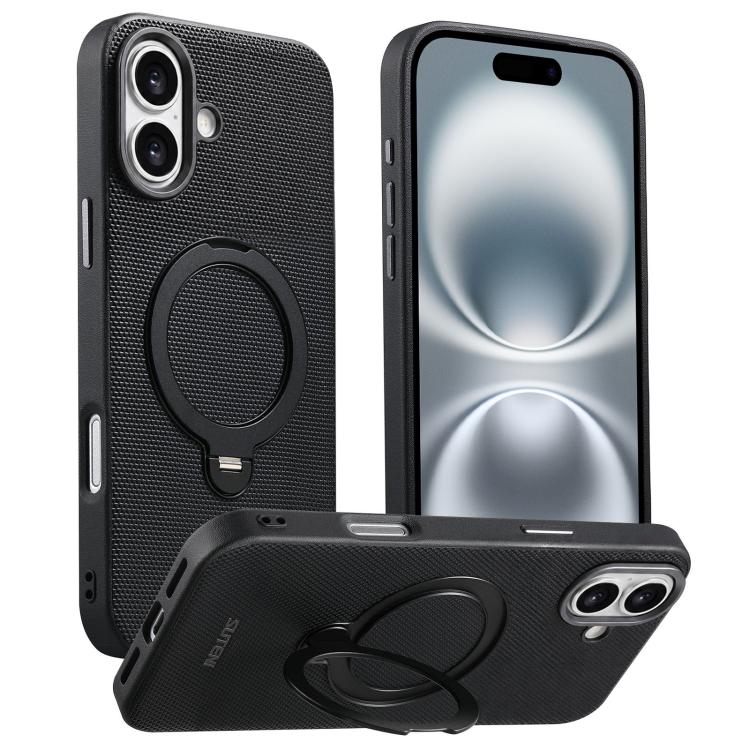 Custodia per telefono Suteni G7 con supporto magnetico a rotazione a 360° e retro in similpelle vegana con texture triangolare., For iPhone 17 Pro Max, For iPhone 17 Pro, For iPhone 17, For iPhone 16 Pro Max, For iPhone 16 Pro, For iPhone 16           ...