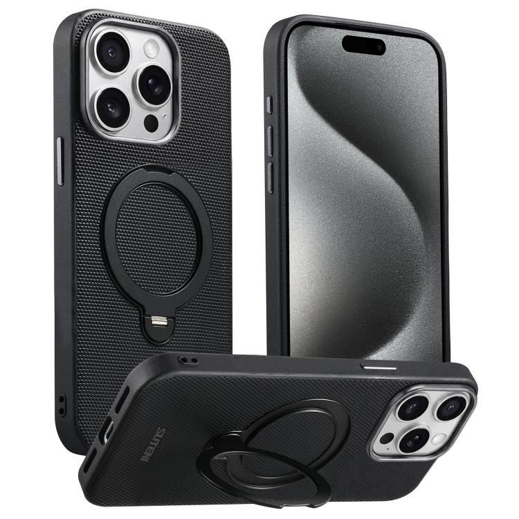 Custodia per telefono Suteni G7 con supporto magnetico a rotazione a 360° e retro in similpelle vegana con texture triangolare., For iPhone 17 Pro Max, For iPhone 17 Pro, For iPhone 17, For iPhone 16 Pro Max, For iPhone 16 Pro, For iPhone 16           ...