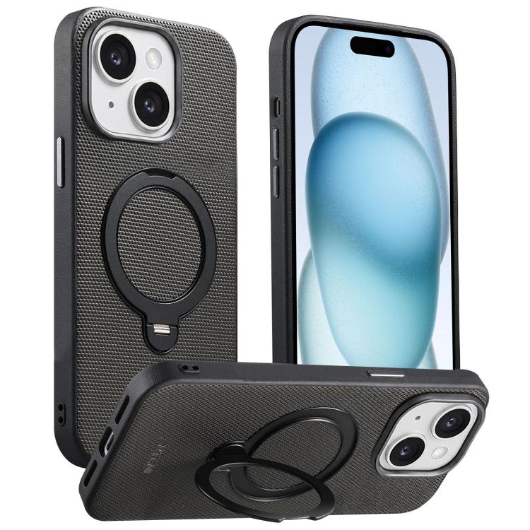 Custodia per telefono Suteni G7 con supporto magnetico a rotazione a 360° e retro in similpelle vegana con texture triangolare., For iPhone 15, For iPhone 14 Pro, For iPhone 14 Pro Max, For iPhone 14 / 13