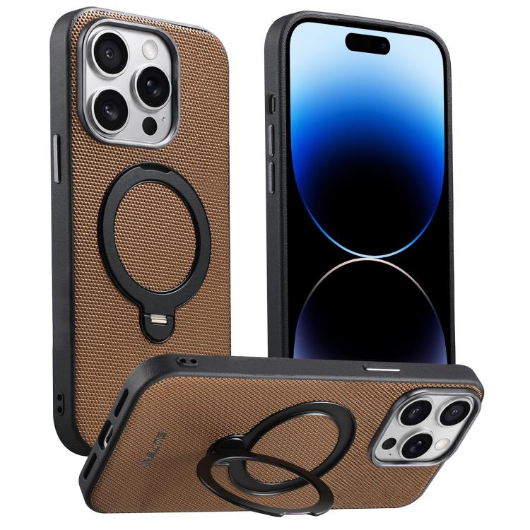 Custodia per telefono Suteni G7 con supporto magnetico a rotazione a 360° e retro in similpelle vegana con texture triangolare., For iPhone 15, For iPhone 14 Pro, For iPhone 14 Pro Max, For iPhone 14 / 13