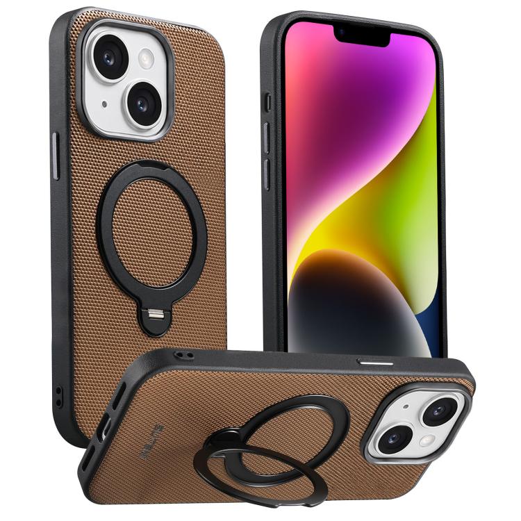 Custodia per telefono Suteni G7 con supporto magnetico a rotazione a 360° e retro in similpelle vegana con texture triangolare., For iPhone 15, For iPhone 14 Pro, For iPhone 14 Pro Max, For iPhone 14 / 13