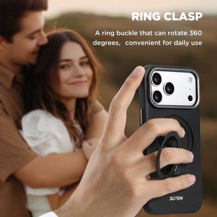 Custodia per telefono Suteni G7 con supporto magnetico a rotazione a 360° e retro in similpelle vegana con texture triangolare., For iPhone 17 Pro Max, For iPhone 17 Pro, For iPhone 17, For iPhone 16 Pro Max, For iPhone 16 Pro, For iPhone 16           ...