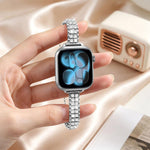 Bracciale regolabile con doppia fila di diamanti, cinturino in metallo per orologio, For Apple Watch 46mm / 49mm / 45mm / 44mm, For Apple Watch 42mm / 41mm / 40mm / 38mm