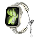Bracciale regolabile con doppia fila di diamanti, cinturino in metallo per orologio, For Apple Watch 46mm / 49mm / 45mm / 44mm, For Apple Watch 42mm / 41mm / 40mm / 38mm