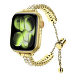 Bracciale regolabile con doppia fila di diamanti, cinturino in metallo per orologio, For Apple Watch 46mm / 49mm / 45mm / 44mm, For Apple Watch 42mm / 41mm / 40mm / 38mm