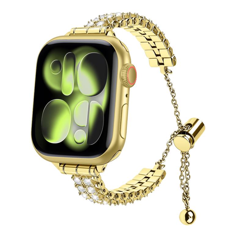 Bracciale regolabile con doppia fila di diamanti, cinturino in metallo per orologio, For Apple Watch 46mm / 49mm / 45mm / 44mm, For Apple Watch 42mm / 41mm / 40mm / 38mm