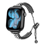 Bracciale regolabile con doppia fila di diamanti, cinturino in metallo per orologio, For Apple Watch 46mm / 49mm / 45mm / 44mm, For Apple Watch 42mm / 41mm / 40mm / 38mm