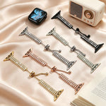 Bracciale regolabile con doppia fila di diamanti, cinturino in metallo per orologio, For Apple Watch 46mm / 49mm / 45mm / 44mm, For Apple Watch 42mm / 41mm / 40mm / 38mm