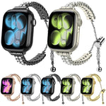 Bracciale regolabile con doppia fila di diamanti, cinturino in metallo per orologio, For Apple Watch 46mm / 49mm / 45mm / 44mm, For Apple Watch 42mm / 41mm / 40mm / 38mm