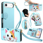 Portafoglio a forma di gatto con cerniera, custodia per telefono in ecopelle con cinturino, For iPhone 17 Pro Max, For iPhone 17 Pro, For iPhone 17, For iPhone Air