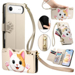 Portafoglio a forma di gatto con cerniera, custodia per telefono in ecopelle con cinturino, For iPhone 17 Pro Max, For iPhone 17 Pro, For iPhone 17, For iPhone Air