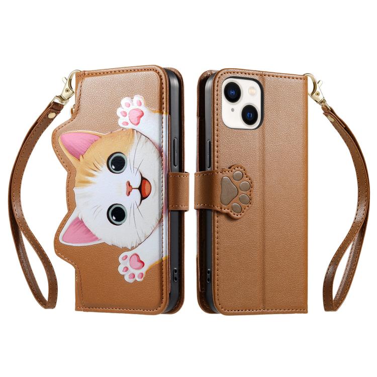 Portafoglio a forma di gatto con cerniera, custodia per telefono in ecopelle con cinturino, For iPhone 16 Pro Max, For iPhone 16 Pro, For iPhone 16 Plus, For iPhone 16