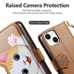 Portafoglio a forma di gatto con cerniera, custodia per telefono in ecopelle con cinturino, For iPhone 14 Plus, For iPhone 14 Pro, For iPhone 14 Pro Max, For iPhone 13 Pro Max