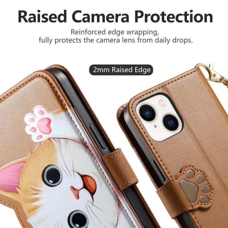Portafoglio a forma di gatto con cerniera, custodia per telefono in ecopelle con cinturino, For iPhone 14 Plus, For iPhone 14 Pro, For iPhone 14 Pro Max, For iPhone 13 Pro Max