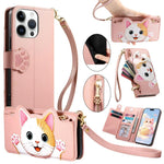 Portafoglio a forma di gatto con cerniera, custodia per telefono in ecopelle con cinturino, For iPhone  13 Pro, For iPhone 12 Pro Max, For iPhone 11 Pro Max, For iPhone 11