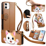 Portafoglio a forma di gatto con cerniera, custodia per telefono in ecopelle con cinturino, For iPhone  13 Pro, For iPhone 12 Pro Max, For iPhone 11 Pro Max, For iPhone 11
