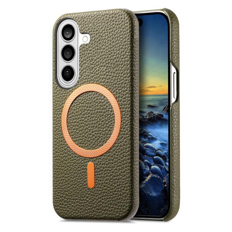 Cover posteriore per telefono in PU con texture litchi e MagSafe spazzolato., For Galaxy S26+ 5G, For Galaxy S26 Ultra 5G, For Galaxy S26 5G