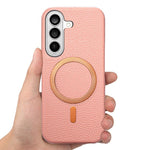 Cover posteriore per telefono in PU con texture litchi e MagSafe spazzolato., For Galaxy S26+ 5G, For Galaxy S26 Ultra 5G, For Galaxy S26 5G