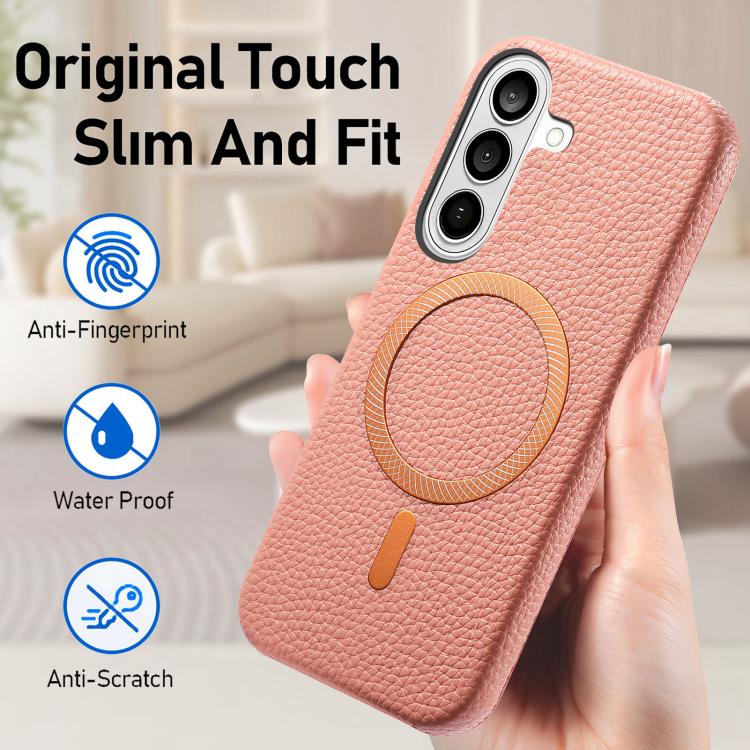 Cover posteriore per telefono in PU con texture litchi e MagSafe spazzolato., For Galaxy S26+ 5G, For Galaxy S26 Ultra 5G, For Galaxy S26 5G