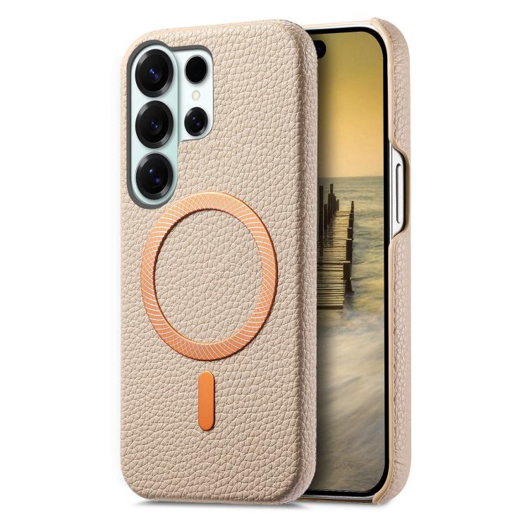 Cover posteriore per telefono in PU con texture litchi e MagSafe spazzolato., For Galaxy S26+ 5G, For Galaxy S26 Ultra 5G, For Galaxy S26 5G