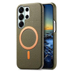 Cover posteriore per telefono in PU con texture litchi e MagSafe spazzolato., For Galaxy S26+ 5G, For Galaxy S26 Ultra 5G, For Galaxy S26 5G