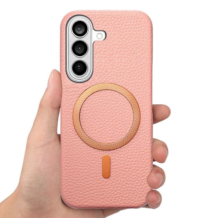 Cover posteriore per telefono in PU con texture litchi e MagSafe spazzolato., For Galaxy S25 5G, For Galaxy S25+ 5G, For Galaxy S25 Ultra 5G