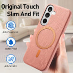 Cover posteriore per telefono in PU con texture litchi e MagSafe spazzolato., For Galaxy S25 5G, For Galaxy S25+ 5G, For Galaxy S25 Ultra 5G