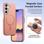 Cover posteriore per telefono in PU con texture litchi e MagSafe spazzolato., For Galaxy S25 5G, For Galaxy S25+ 5G, For Galaxy S25 Ultra 5G