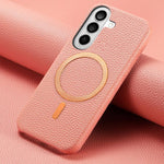 Cover posteriore per telefono in PU con texture litchi e MagSafe spazzolato., For Galaxy S25 5G, For Galaxy S25+ 5G, For Galaxy S25 Ultra 5G