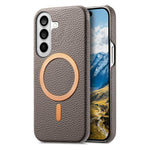 Cover posteriore per telefono in PU con texture litchi e MagSafe spazzolato., For Galaxy S25 5G, For Galaxy S25+ 5G, For Galaxy S25 Ultra 5G