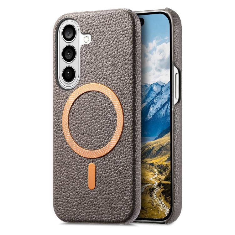 Cover posteriore per telefono in PU con texture litchi e MagSafe spazzolato., For Galaxy S25 5G, For Galaxy S25+ 5G, For Galaxy S25 Ultra 5G