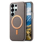 Cover posteriore per telefono in PU con texture litchi e MagSafe spazzolato., For Galaxy S25 5G, For Galaxy S25+ 5G, For Galaxy S25 Ultra 5G
