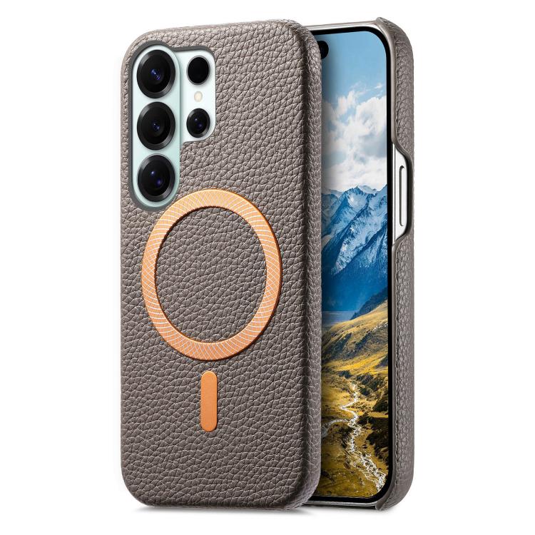 Cover posteriore per telefono in PU con texture litchi e MagSafe spazzolato., For Galaxy S25 5G, For Galaxy S25+ 5G, For Galaxy S25 Ultra 5G
